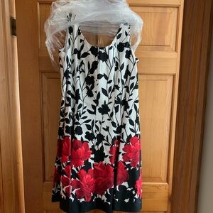 Coldwater Creek Black and Red Floral Midi Dress